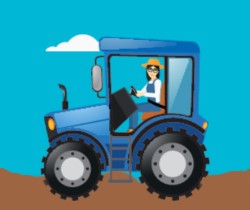mujer conduciendo un tractor