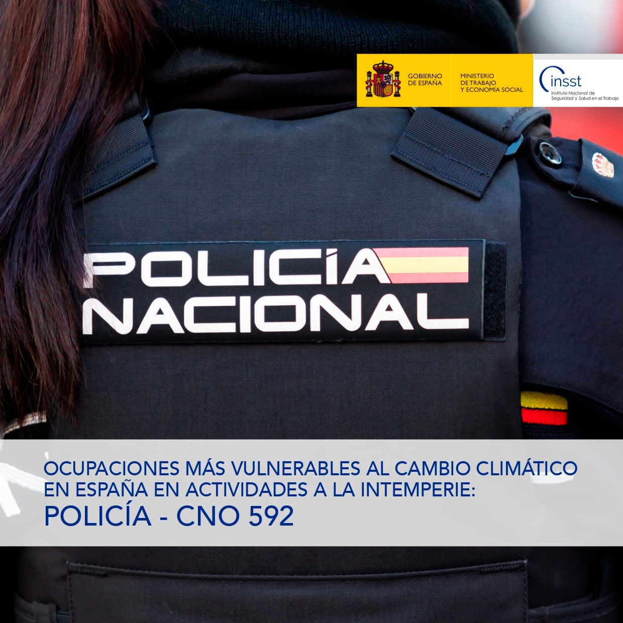 Ocupaciones más vulnerables al cambio climático en España en actividades a la intemperie: Policía - CNO 592 - Año 2025