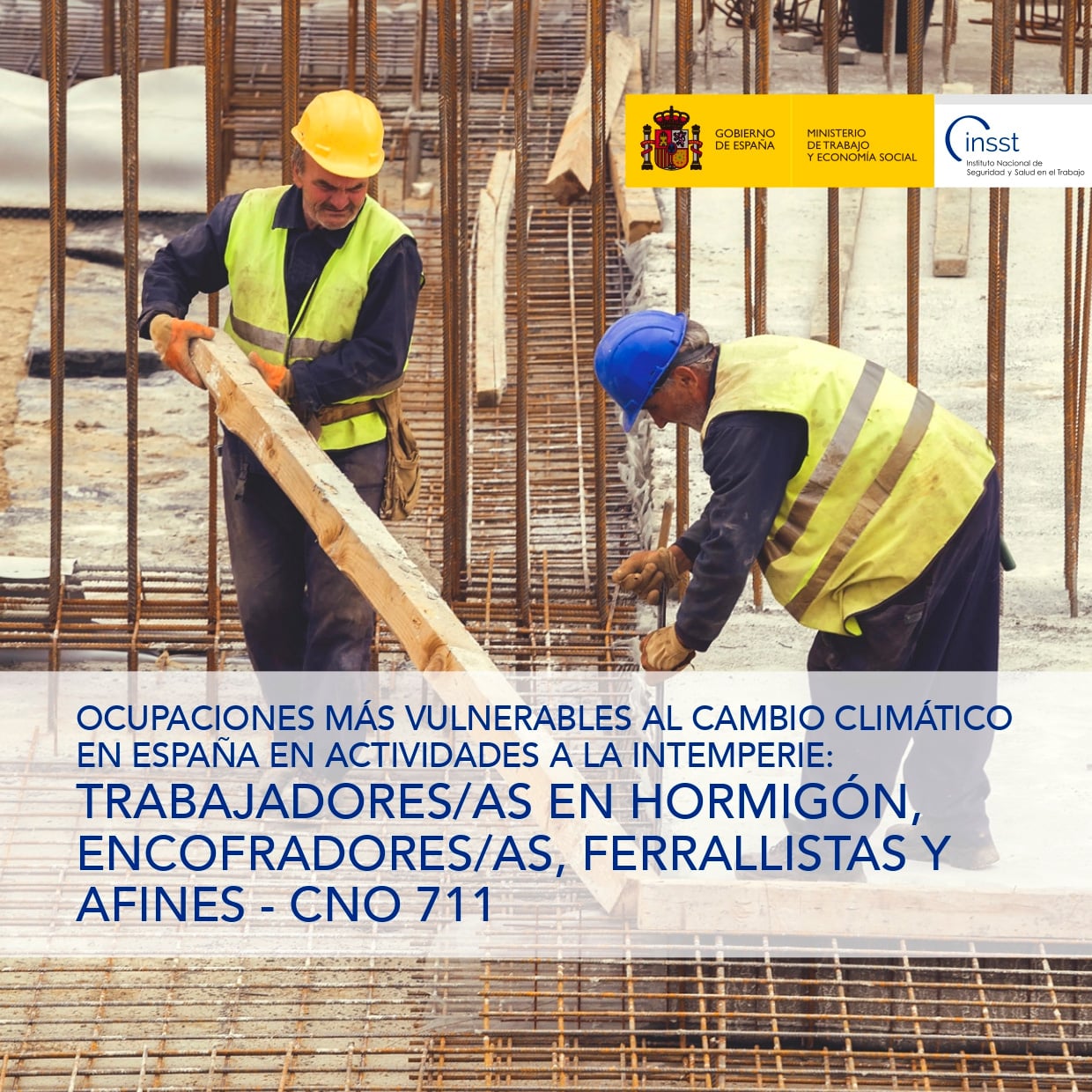 Ocupaciones más vulnerables al cambio climático en España en actividades a la intemperie: Trabajadores/as en hormigón, encofradores/as, ferrallistas y afines - CNO 711 - Año 2025
