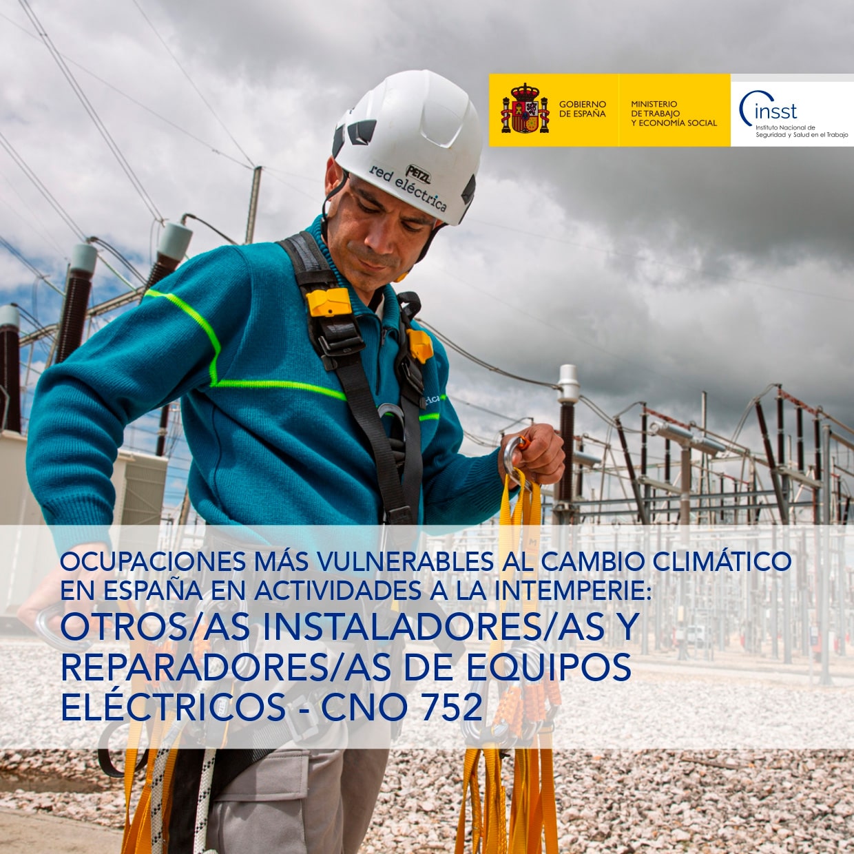 Ocupaciones más vulnerables al cambio climático en España en actividades a la intemperie: Otros/as instaladores/as y reparadores/as de equipos eléctricos - CNO 752 - Año 2025