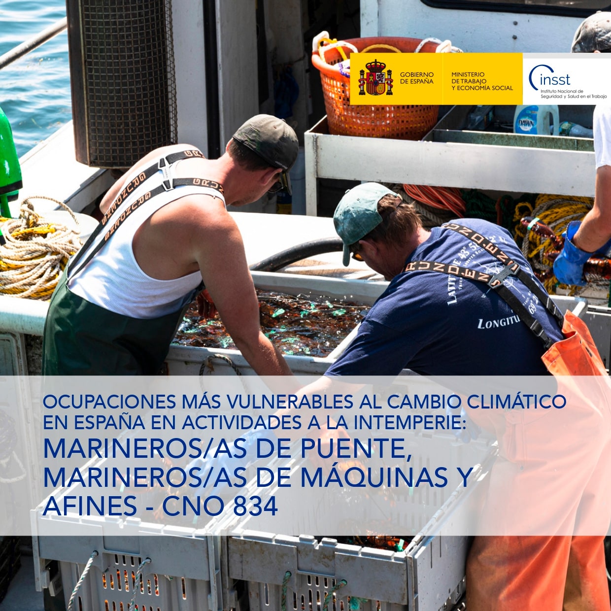 Ocupaciones más vulnerables al cambio climático en España en actividades a la intemperie: Marineros/as de puente, marineros/as de máquinas y afines - CNO 834 - Año 2025