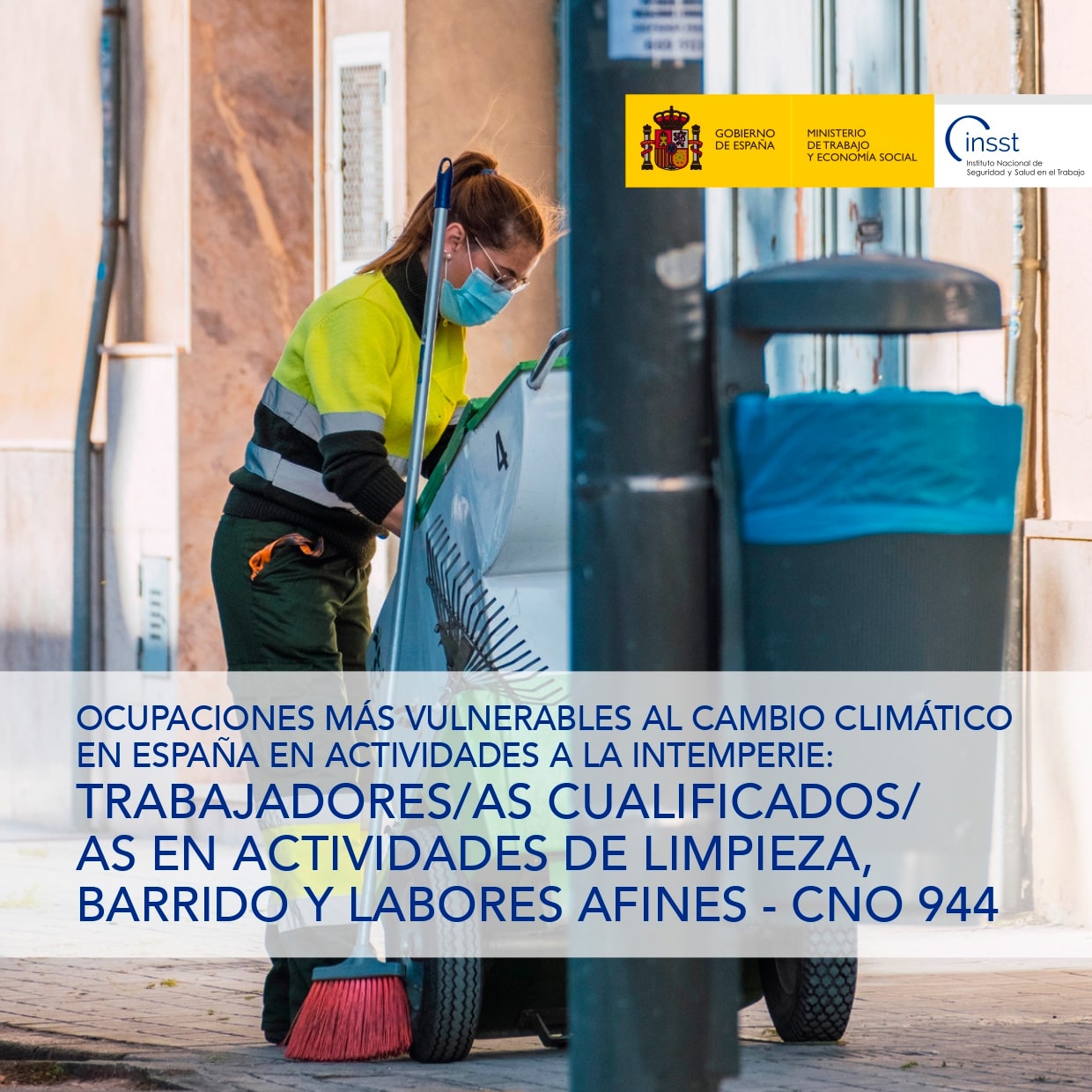 Ocupaciones más vulnerables al cambio climático en España en actividades a la intemperie: Trabajadores/as cualificados/as en actividades de limpieza, barrido y labores afines - CNO 944 - Año 2025