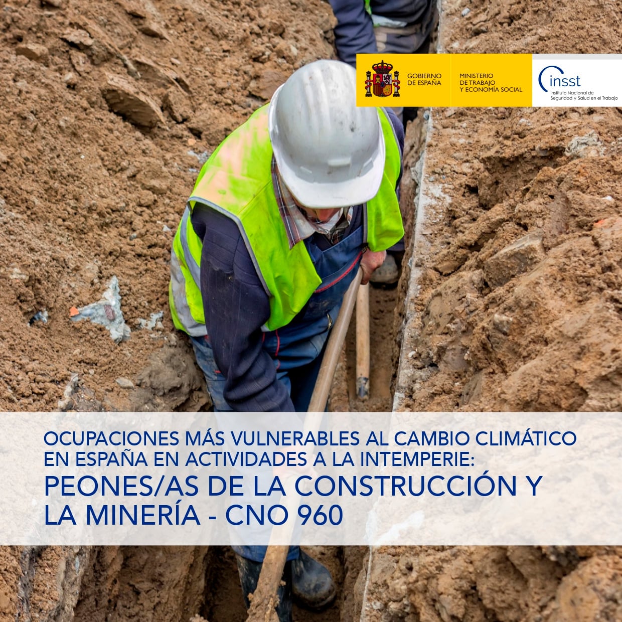 Ocupaciones más vulnerables al cambio climático en España en actividades a la intemperie: Peones/as de la construcción y la minería - CNO 960 - Año 2025