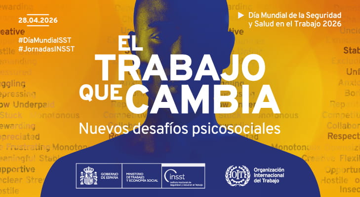 Banner de la jornada técnica del Día Mundial de la Seguridad y Salud en el Trabajo 2026: “El trabajo que cambia: nuevos desafíos psicosociales”.