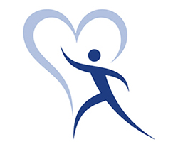 Silueta de corazón y persona corriendo