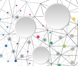 Círculos de colores unidos por rectas 