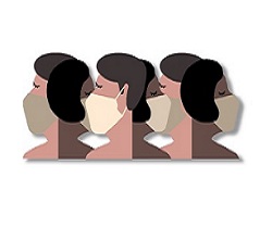 Dibujo que muestra caras con mascarilla