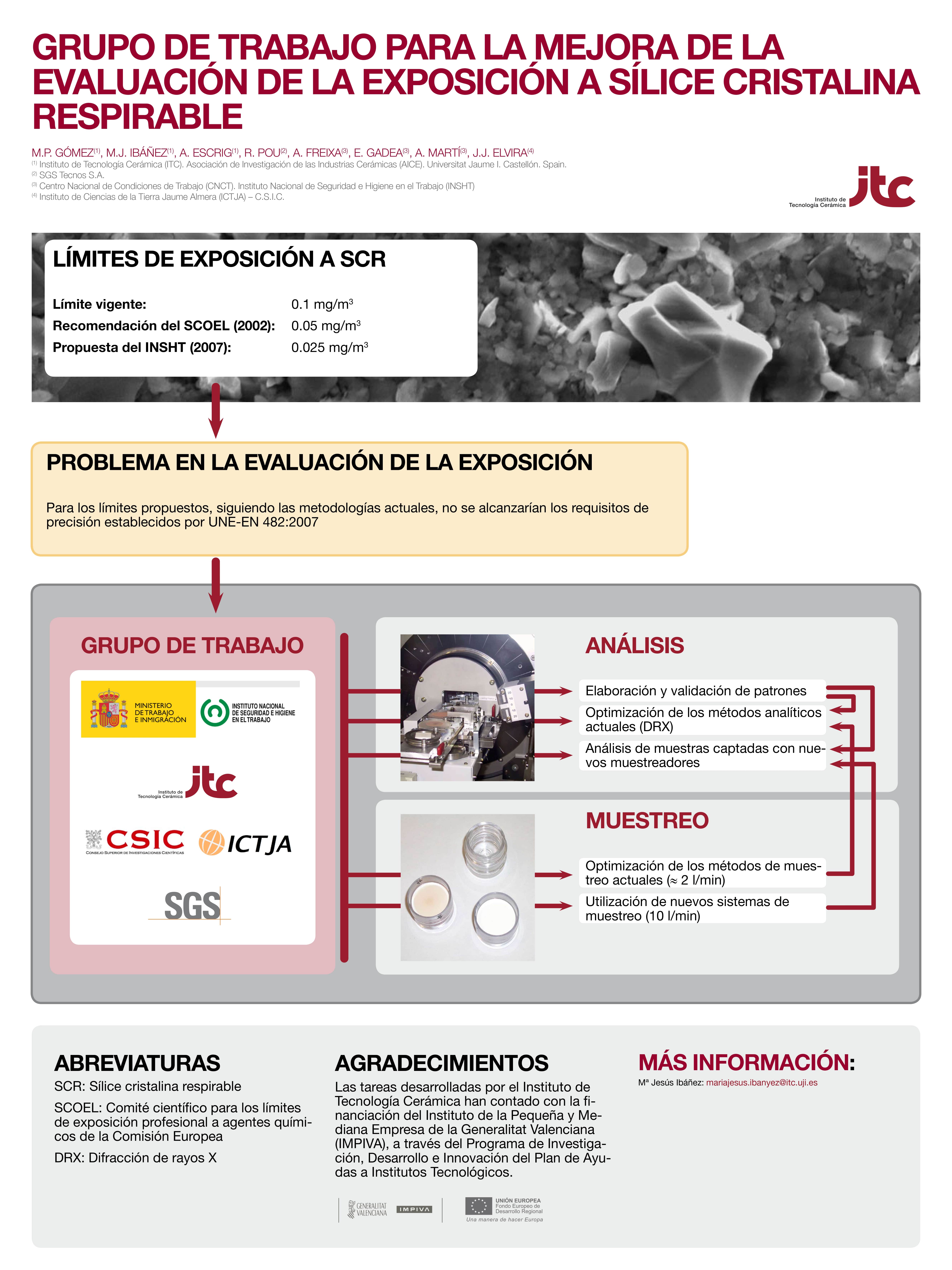Póster Técnico: Grupo de trabajo para la mejora de la evaluación de la exposición a sílice cristalina respirable - Año 2006