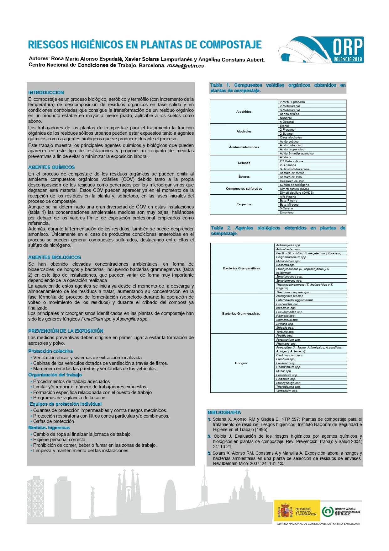 Póster Técnico: Riesgos higiénicos en plantas de compostaje - Año 2010