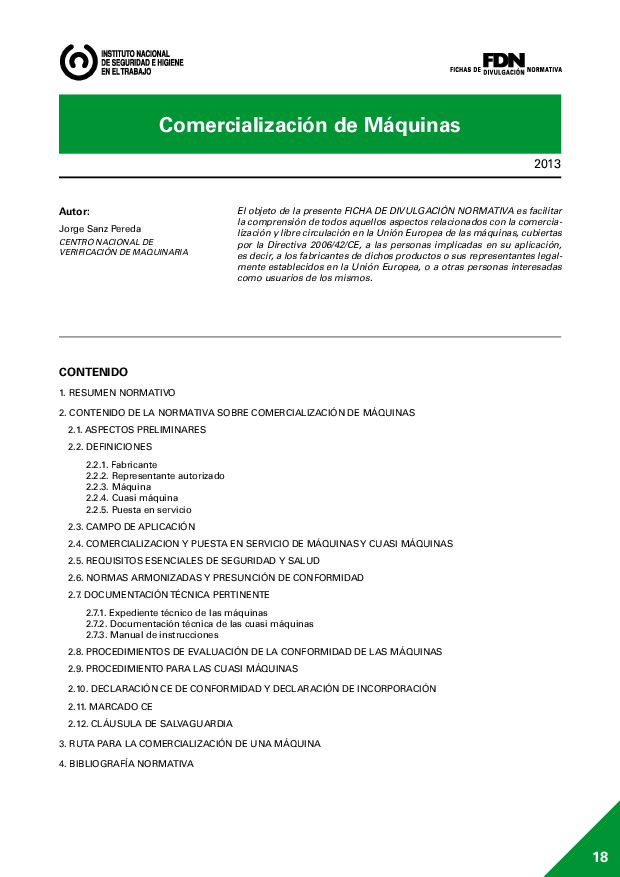 FDN-18 Comercialización de máquinas - Año 2013 (vigente)
