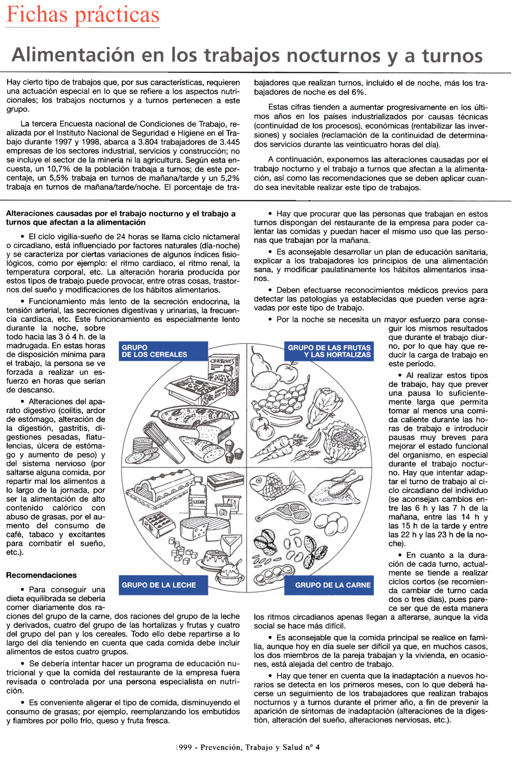 FP Revista SST 04. Alimentación en los trabajos nocturnos y a turnos - Año 1999