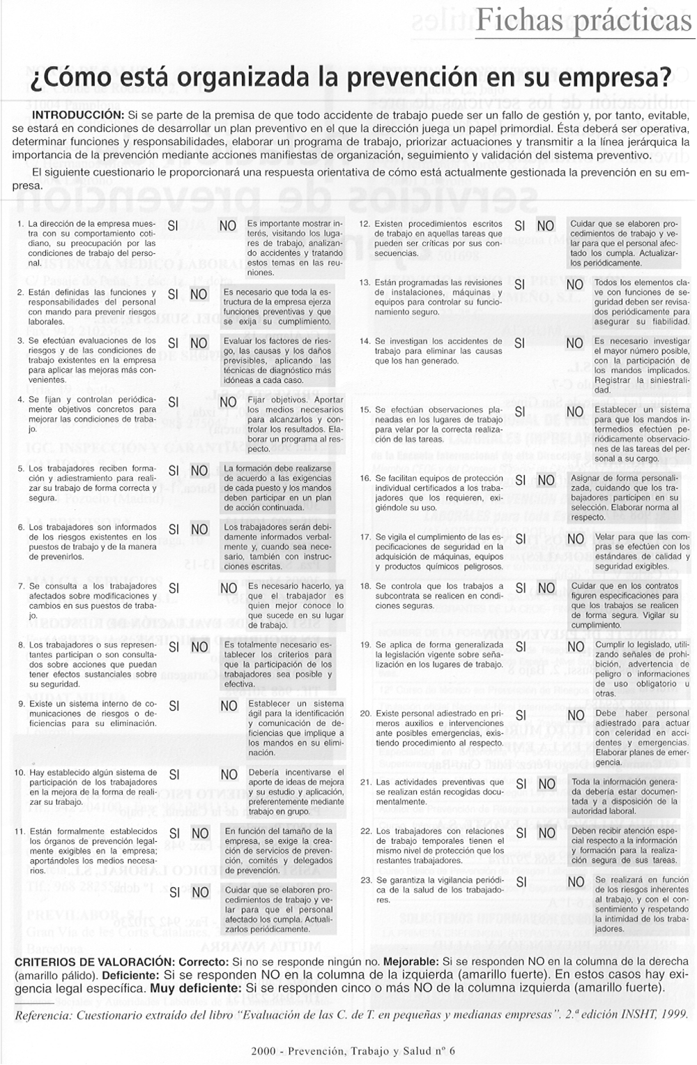 FP Revista SST 06. Cómo está organizada la prevención en su empresa - Año 2000