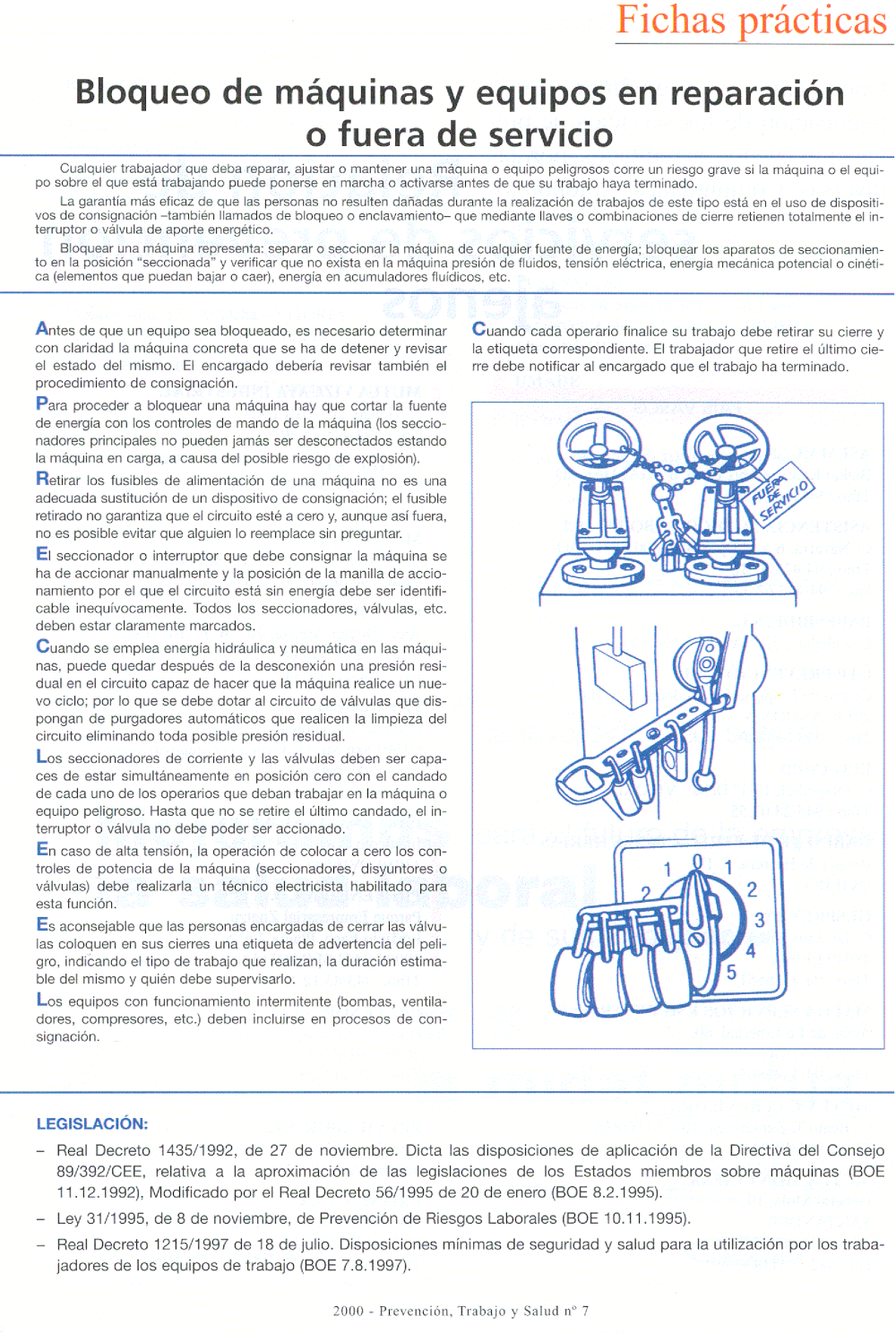 FP Revista SST 07. Bloqueo de máquinas y equipos en reparación o fuera de servicio - Año 2000