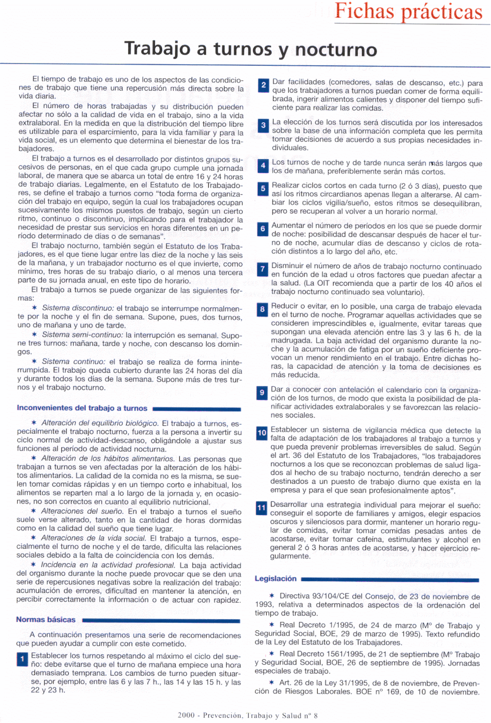 FP Revista SST 08. Trabajo a turnos y nocturno - Año 2000