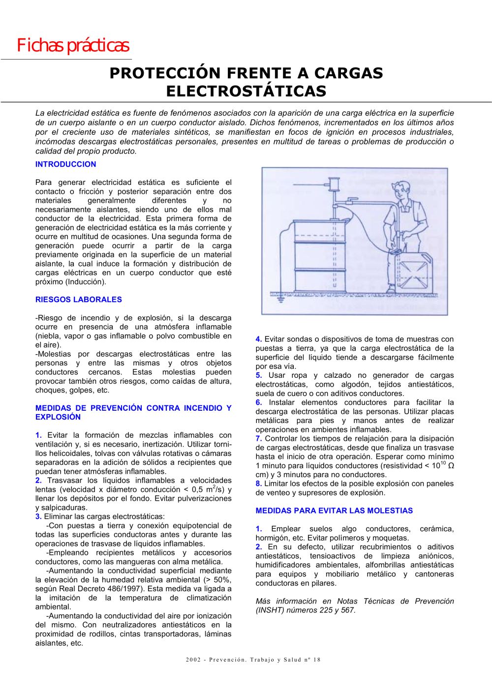 FP Revista SST 18. Protección frente a cargas electrostáticas - Año 2002