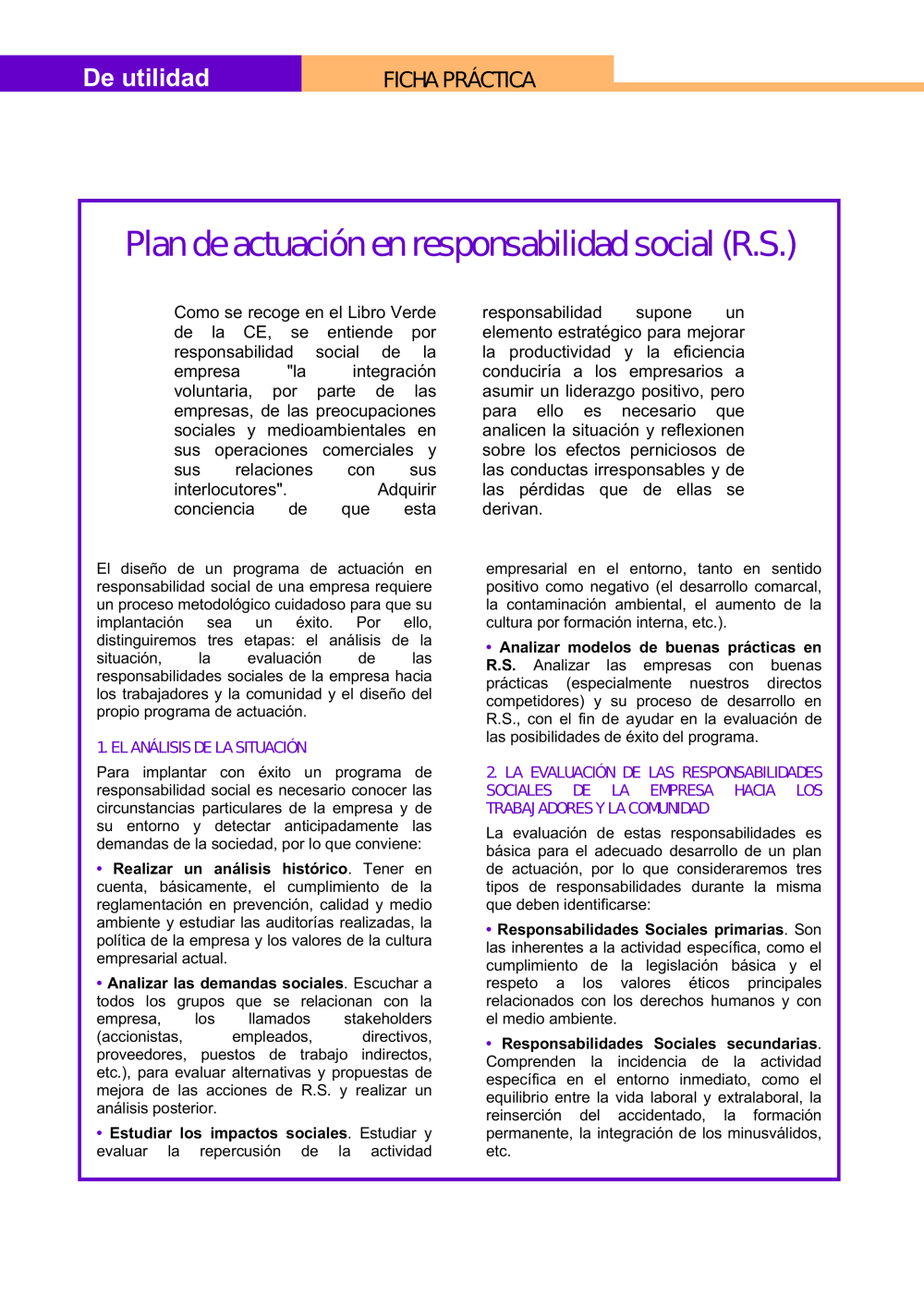 FP Revista SST 37. Plan de actuación en responsabilidad social - Año 2006