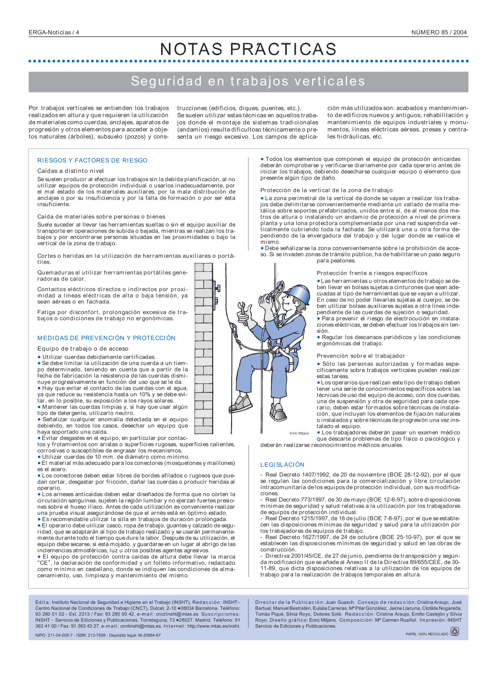 NP Erga-Noticias 85. Seguridad en trabajos verticales - Año 2004