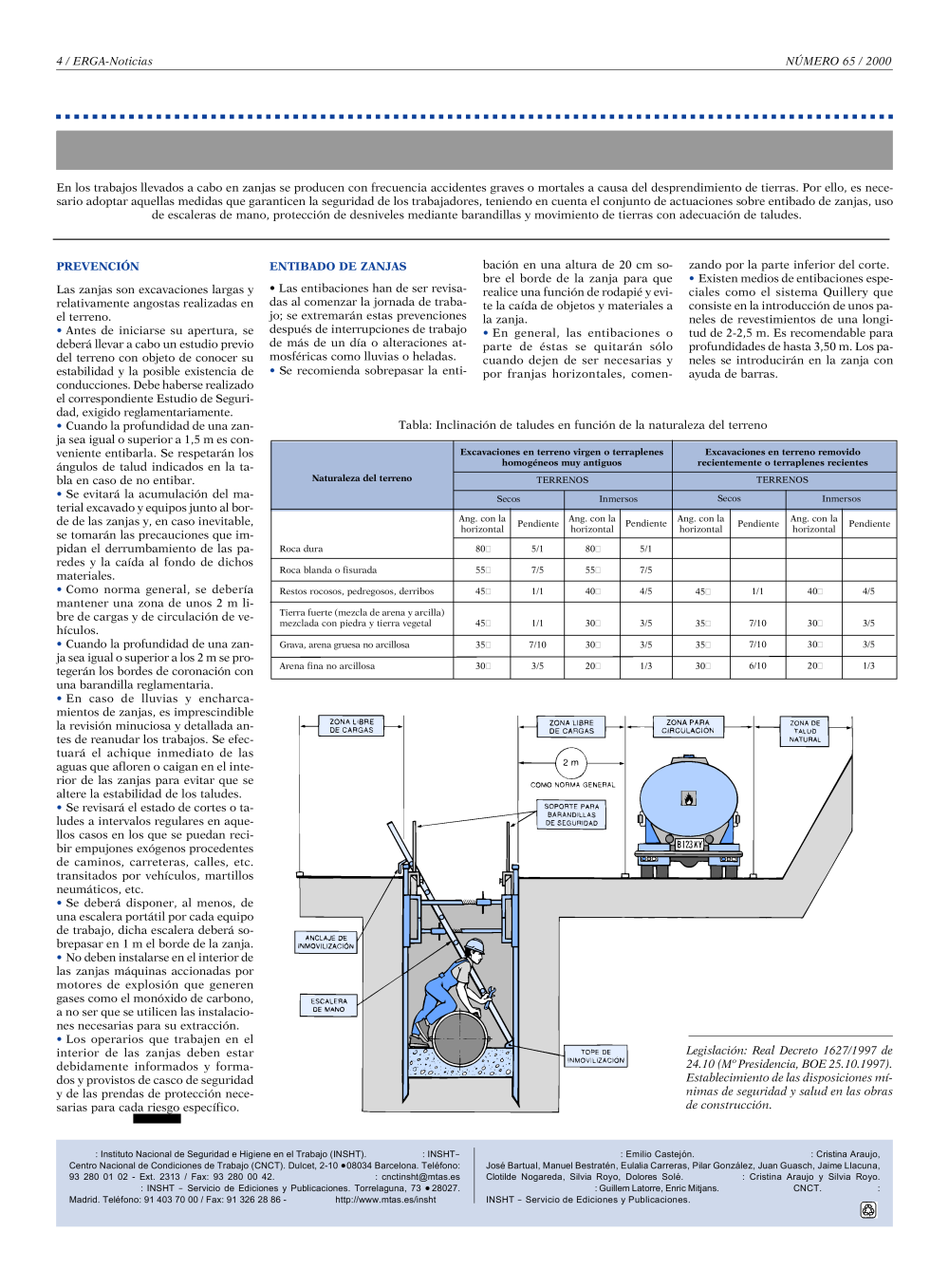 NP Erga-Noticias 65. Zanjas y entibaciones - Año 2000