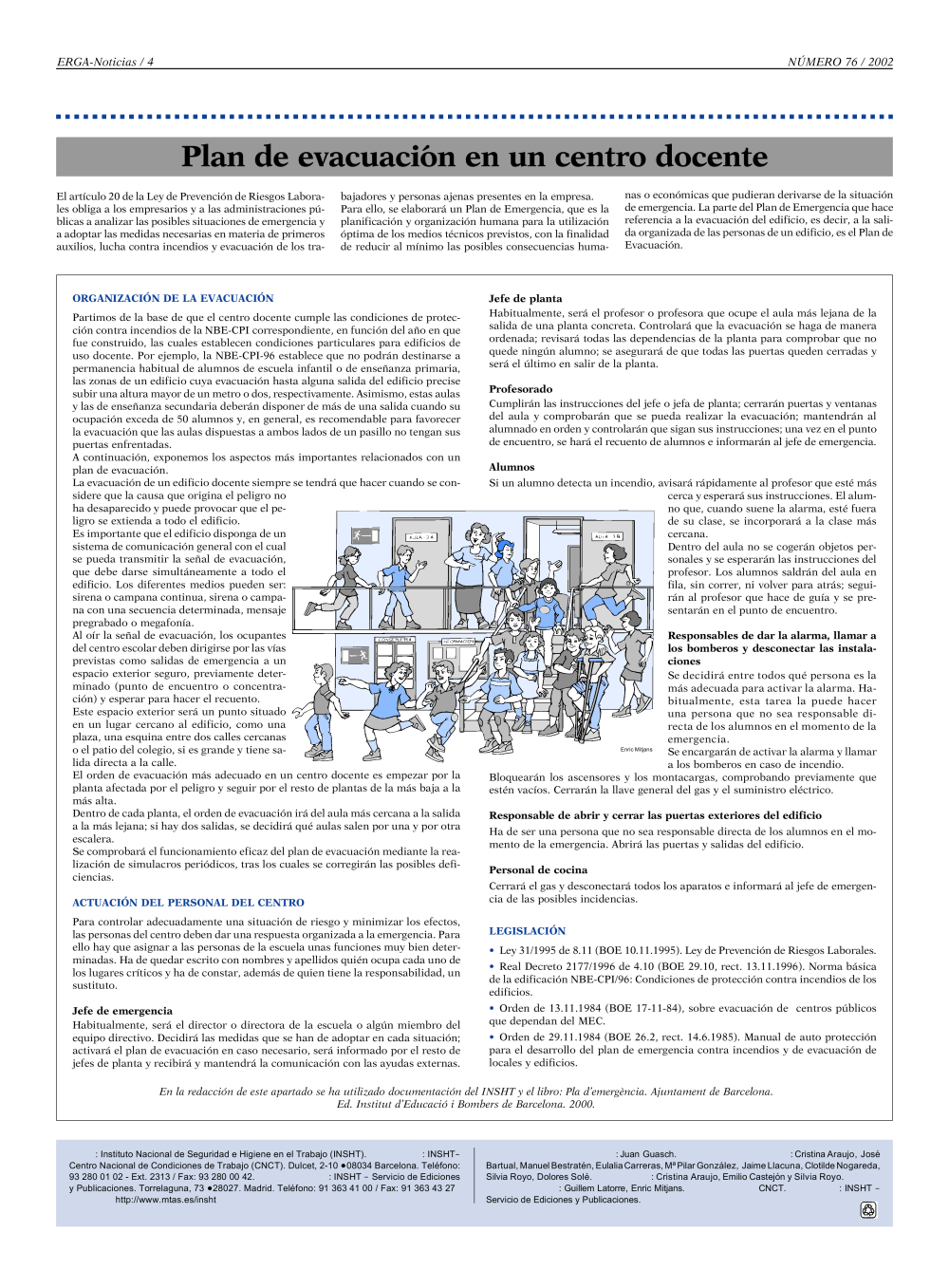 NP Erga-Noticias 76. Plan de evacuación en un centro docente- Año 2002