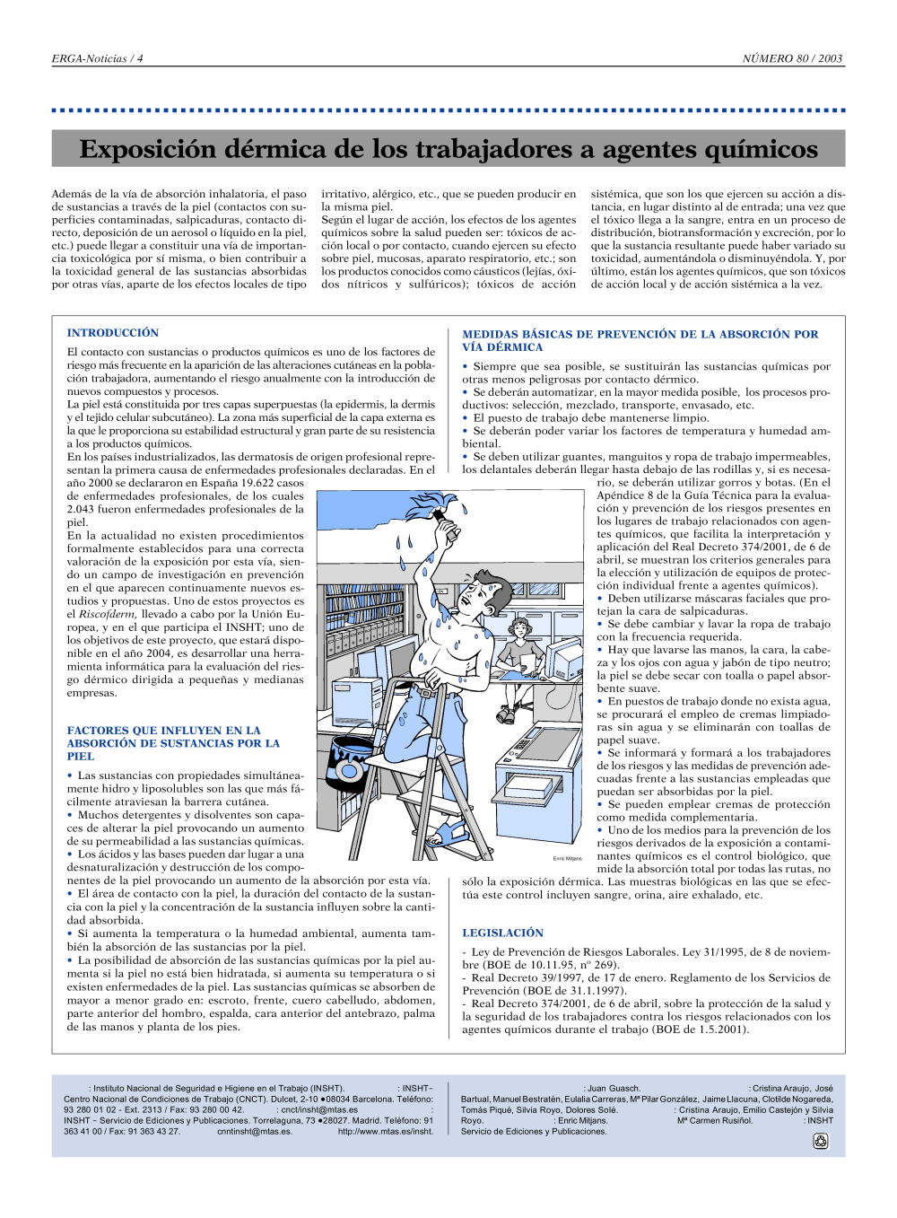 NP Erga-Noticias 80. Exposición dérmica de los trabajadores a agentes químicos - Año 2003