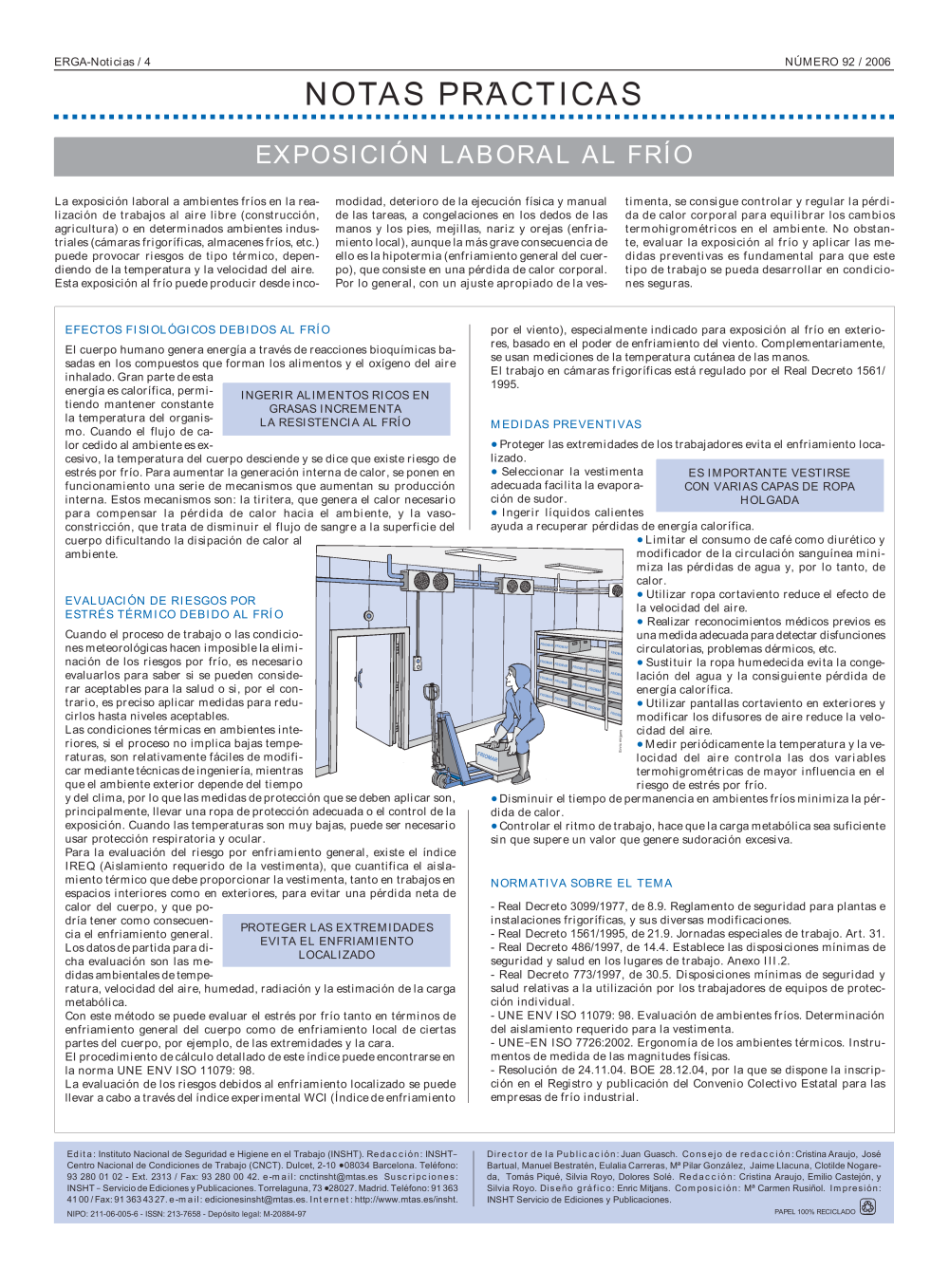 NP Erga-Noticias 92. Exposición laboral al frío - Año 2006