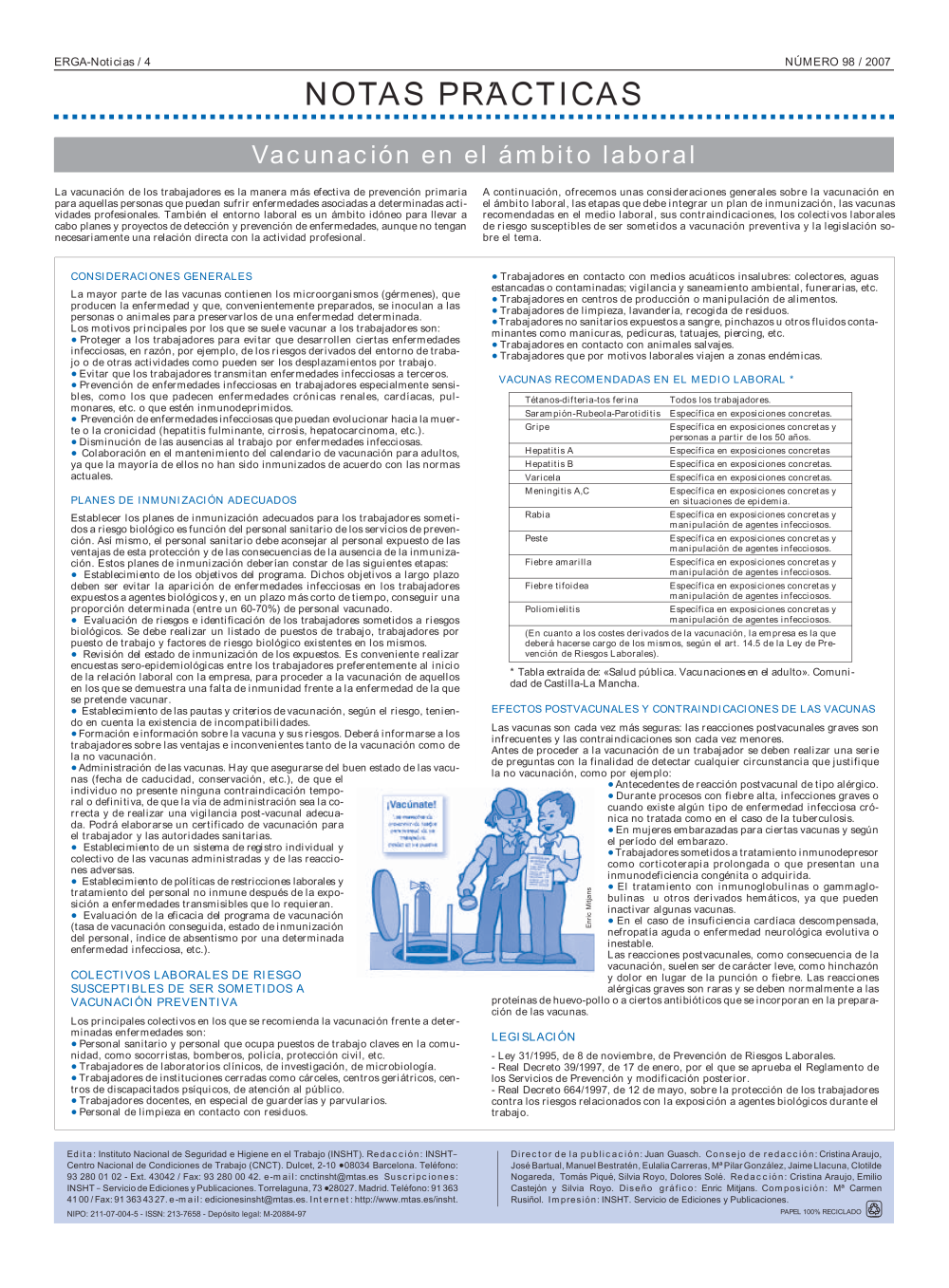 NP Erga-Noticias 98. Vacunación en el ámbito laboral - Año 2007