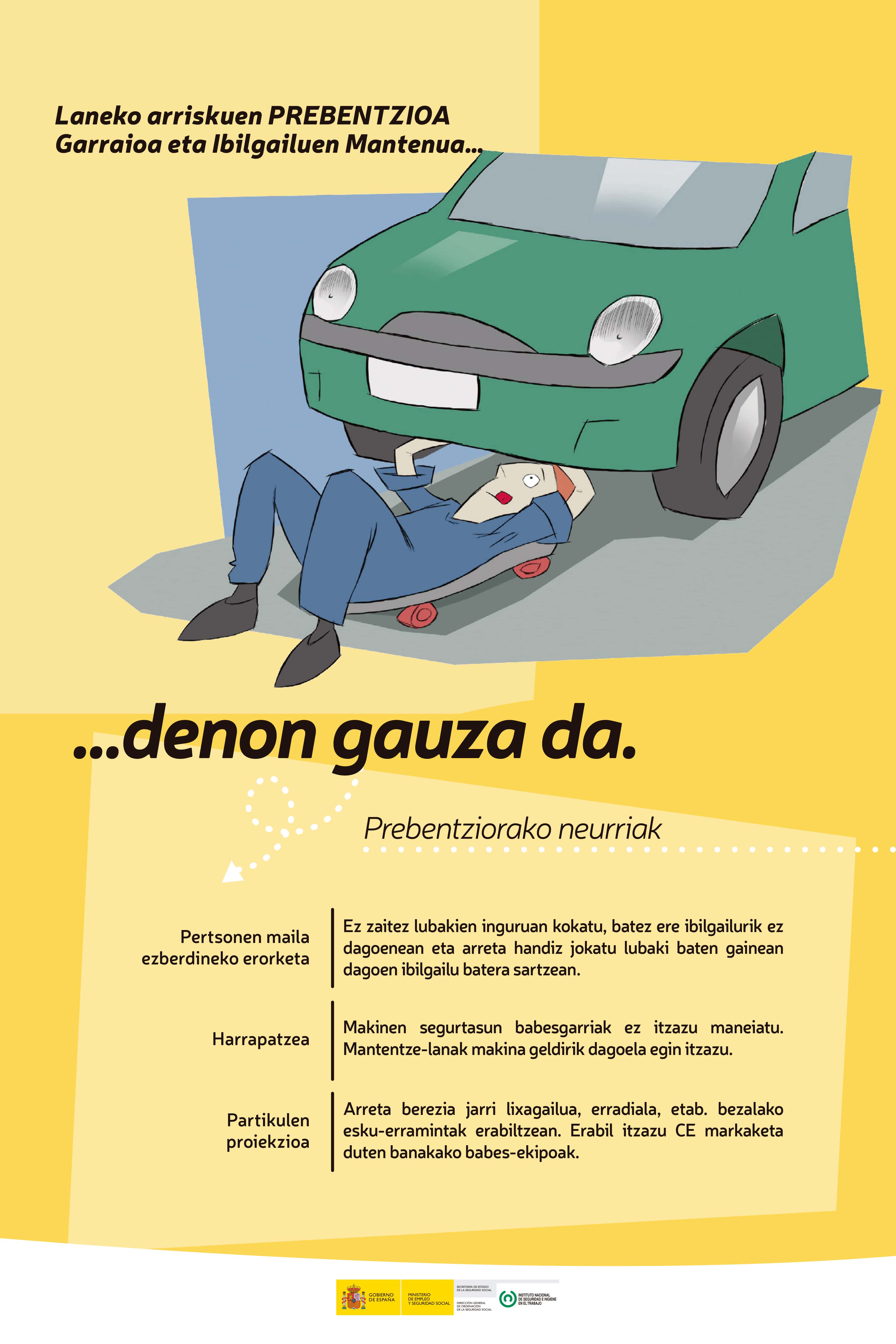 Kartela “Garraioa eta Ibilgailuen Mantenua” (euskera)