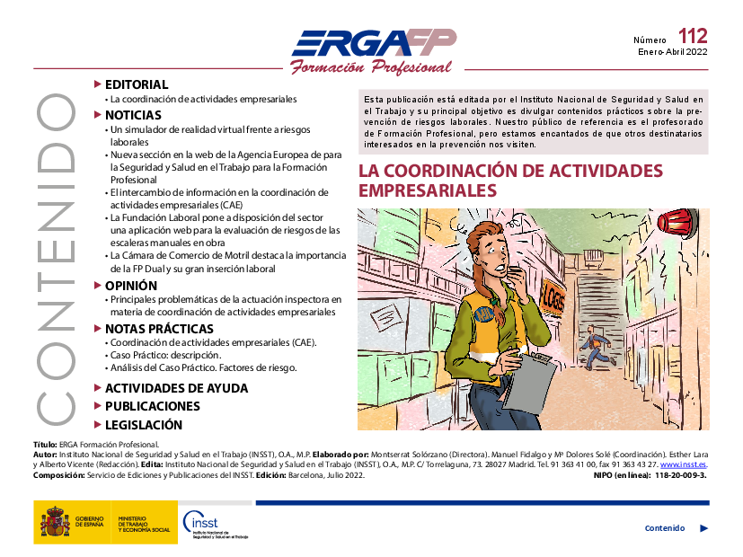 Erga Formación Profesional. Número 112. La coordinación de actividades empresariales