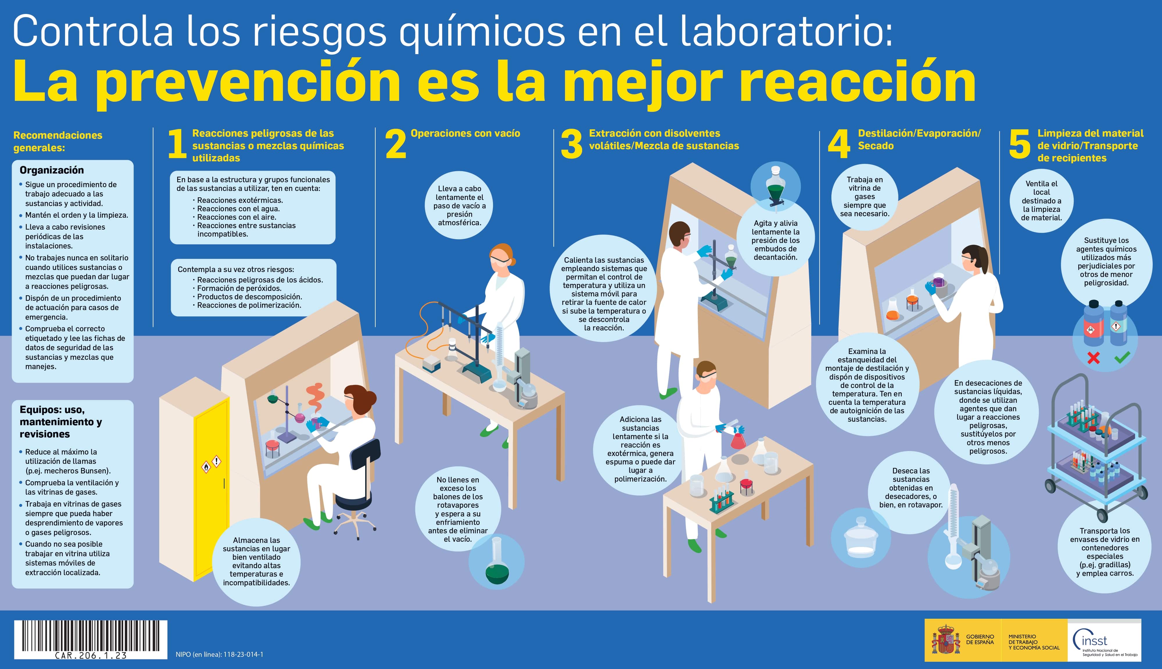 Miniatura del cartel Controla los riesgos químicos en el laboratorio: La prevención es la mejor reacción