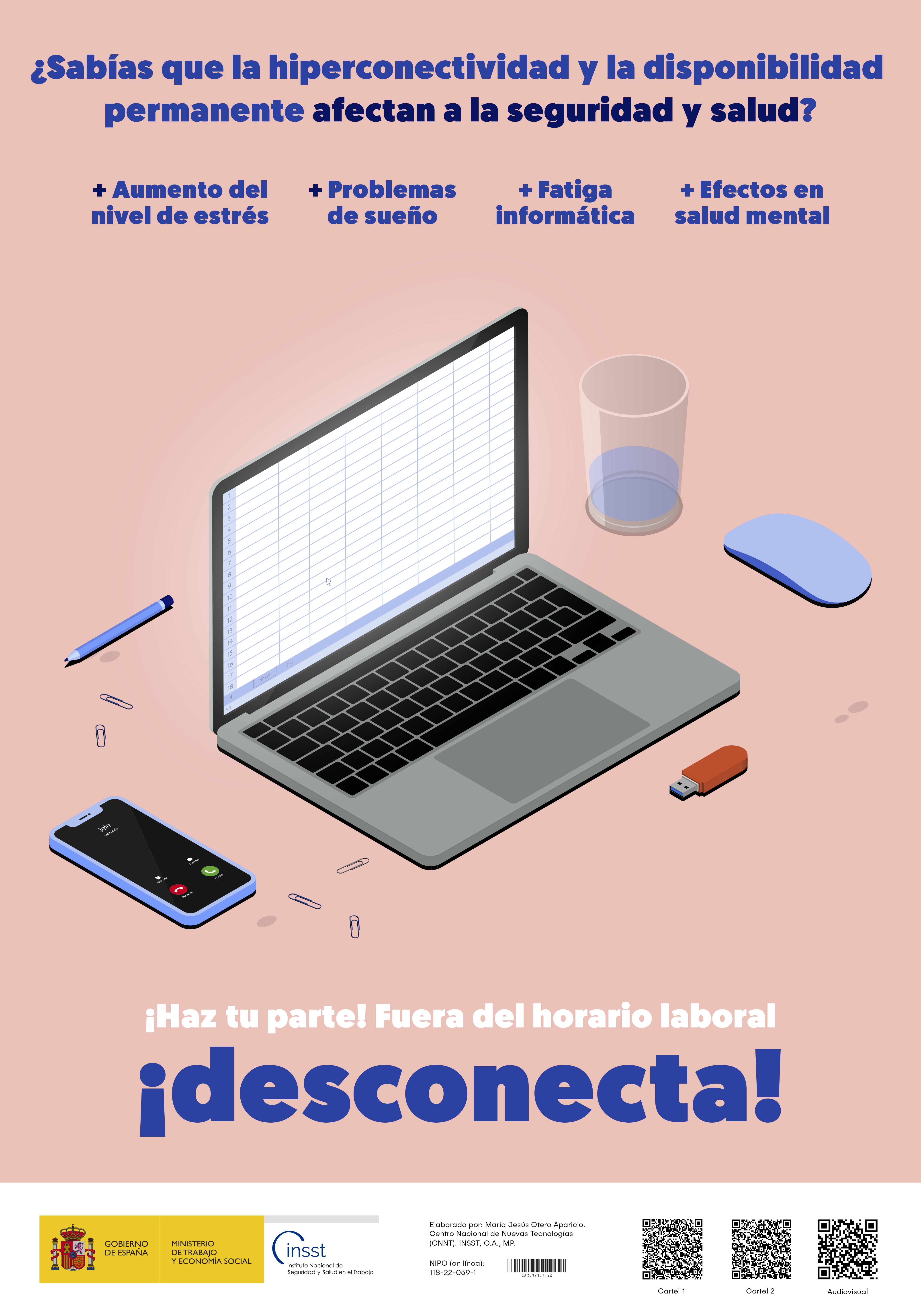 Cartel: ¿Sabías que la hiperconectividad y la disponibilidad permanente afectan a la seguridad y salud? - Año 2022