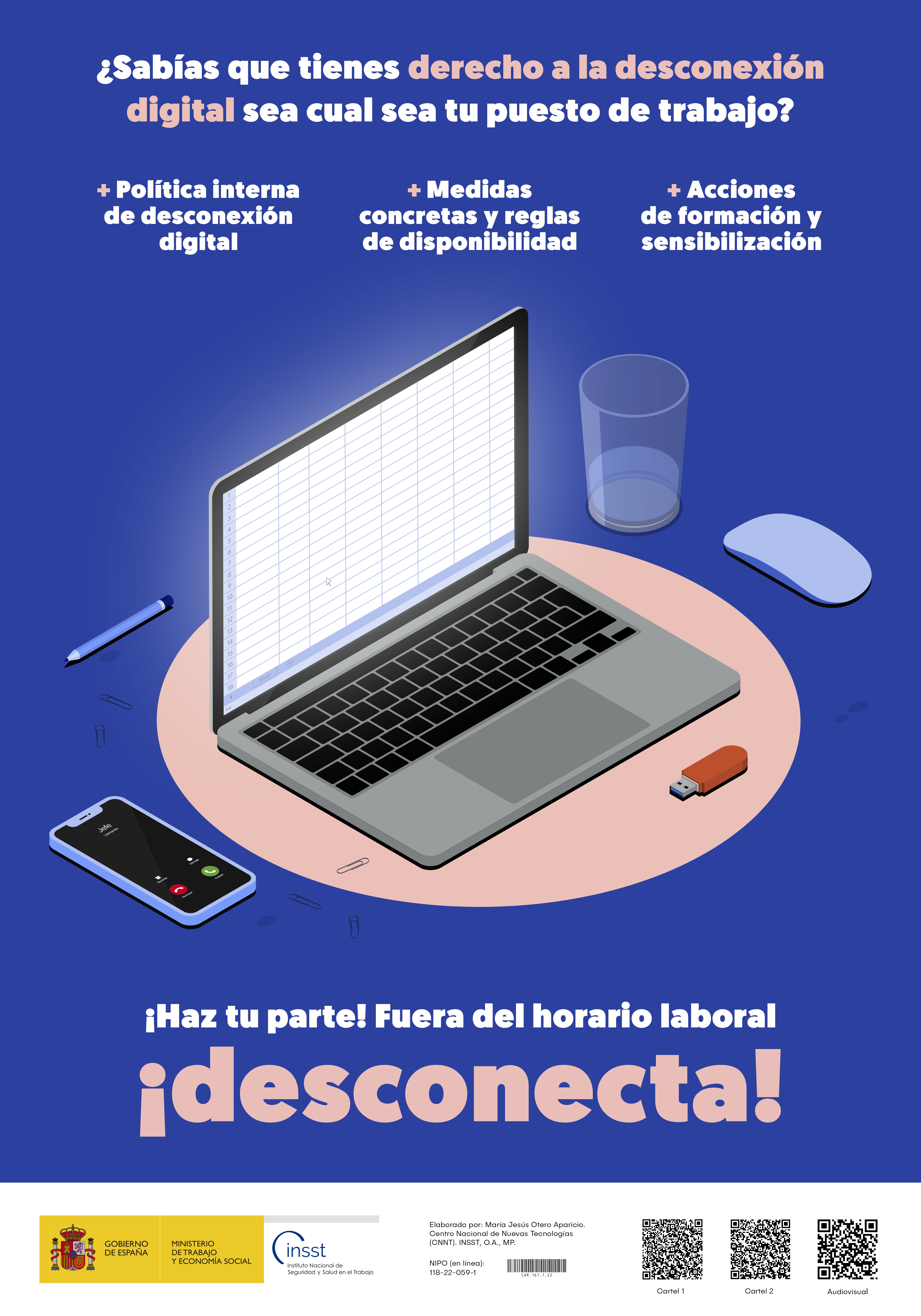 Cartel: ¿Sabías que tienes derecho a la desconexión digital sea cual sea tu puesto de trabajo? - Año 2022