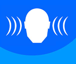 Dibujo de un rostro con señales acústicas en los oídos