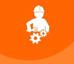 Imagen de un muñeco con una llave inglesa en la mano y unos engranajes