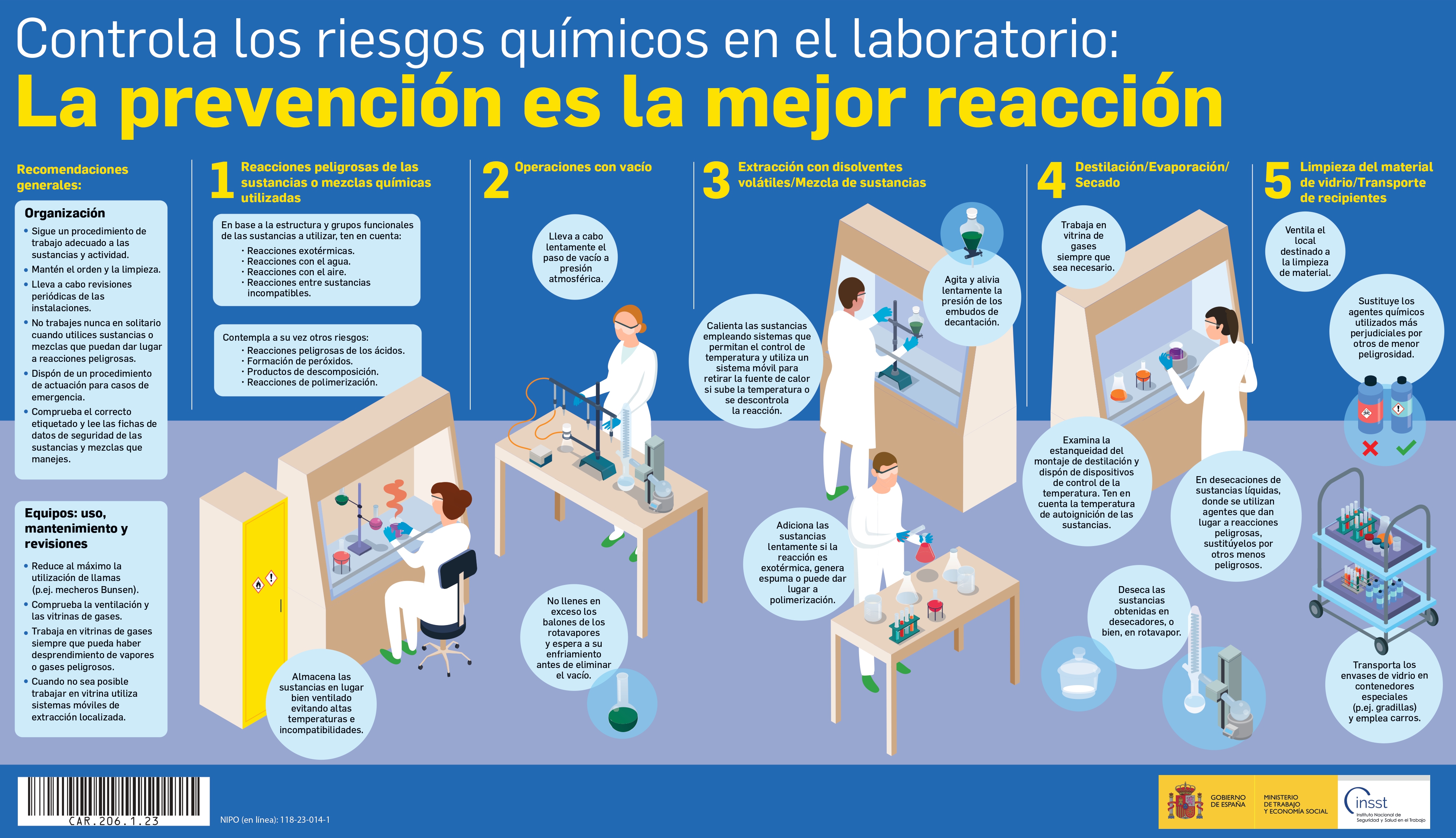 Miniatura del cartel Controla los riesgos químicos en el laboratorio: La prevención es la mejor reacción