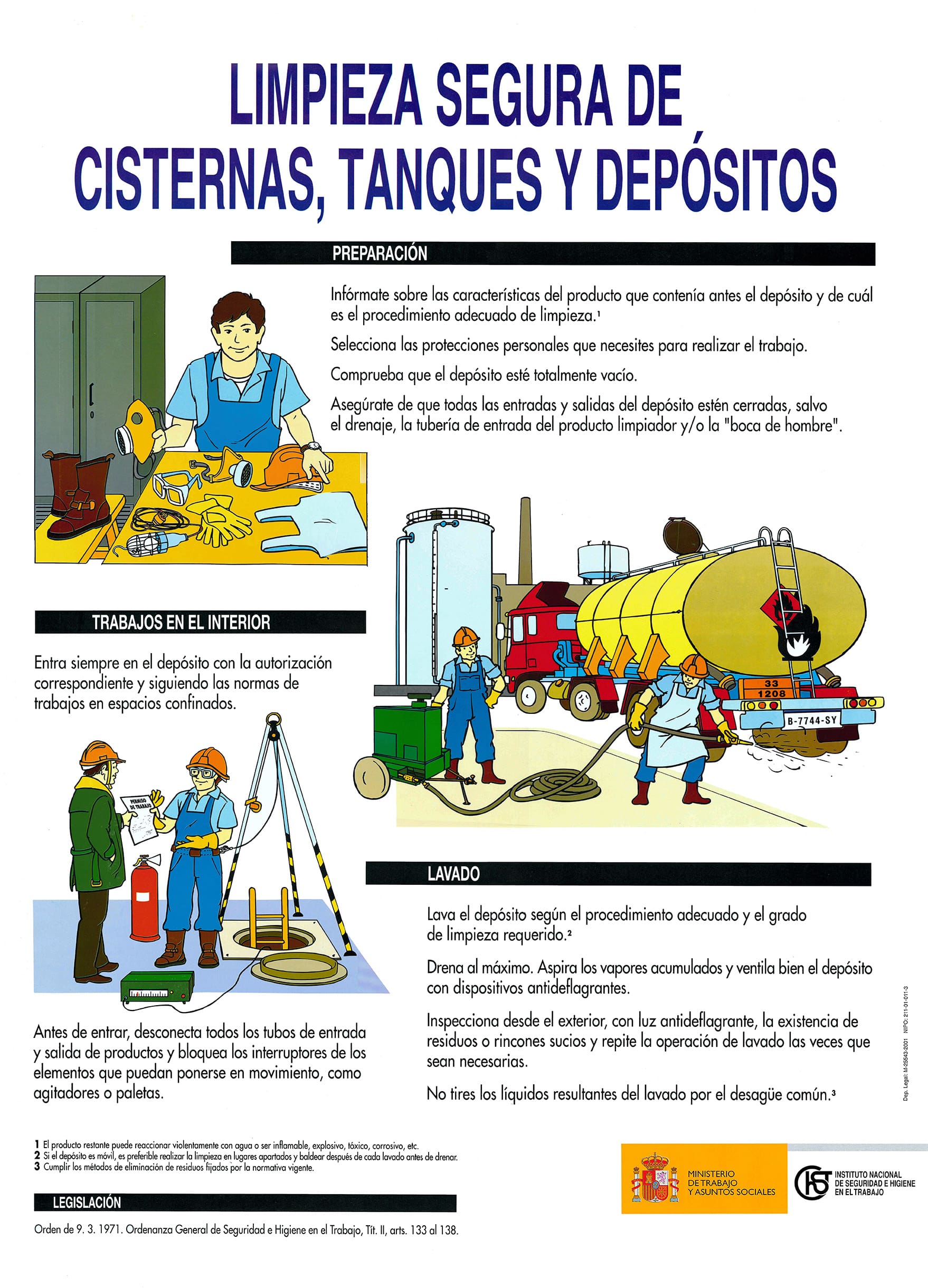 Cartel: Limpieza segura de cisternas, tanques y depósitos - Año 2001