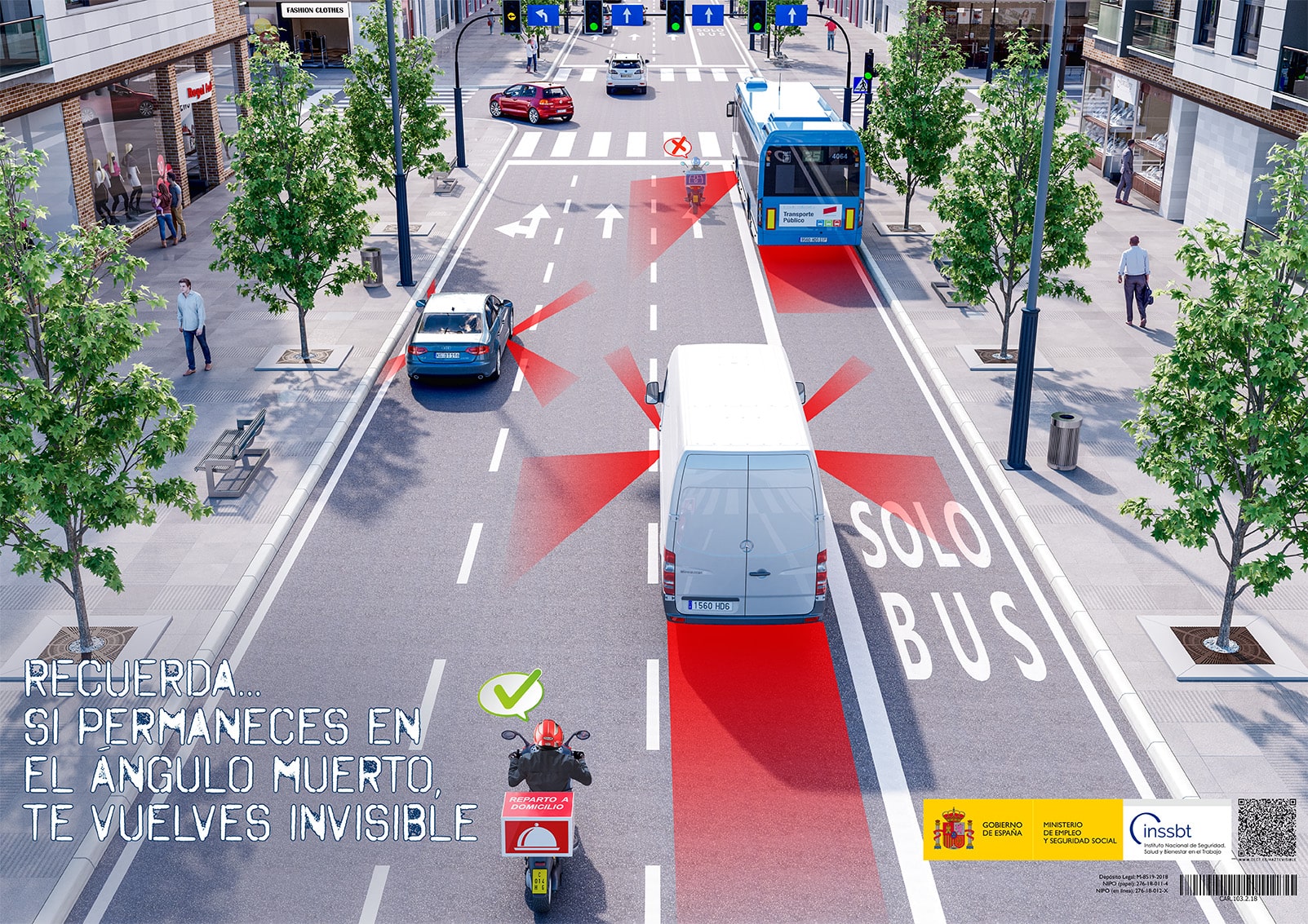 Cartel: Recuerda... Si permaneces en el ángulo muerto, te vuelves invisible - Año 2018