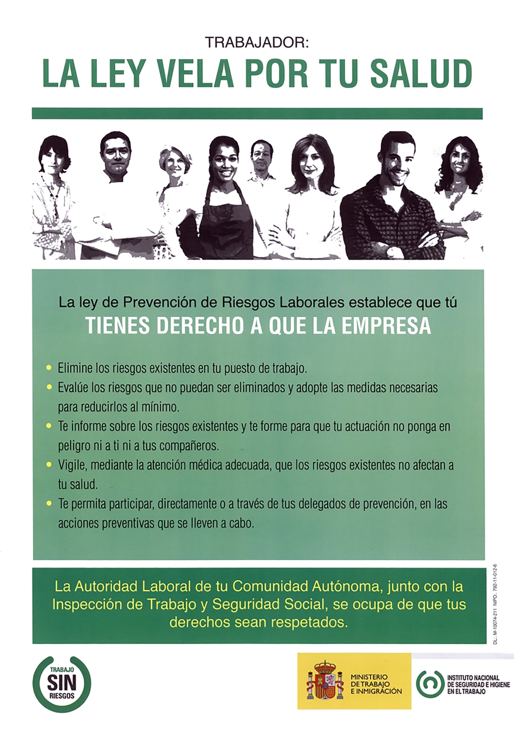 Cartel: Trabajador: la ley vela por tu salud - Año 2011