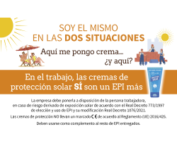 Portada cartel Trabajos en el exterior. Selección y uso de cremas de protección solar