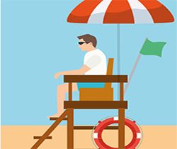 Dibujo de un vigilante de la playa con gafas de sol