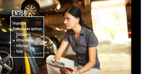 Trabajadora con protección ocular