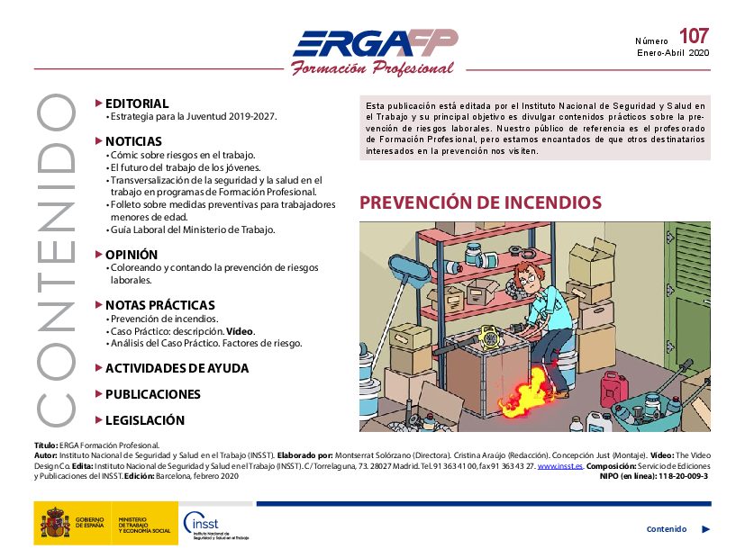 Erga Formación Profesional. Número 107. Prevención de incendios