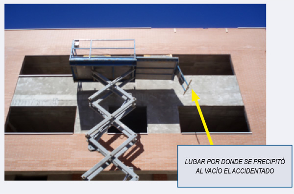 Plataforma elevadora de tijera (tras ocurrir el accidente)