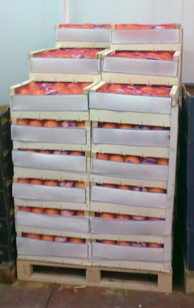 Cajas de frutas apiladas