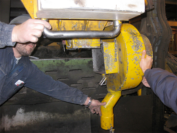 Imagen de una maquina de atrapamiento y cizallamiento de dedo