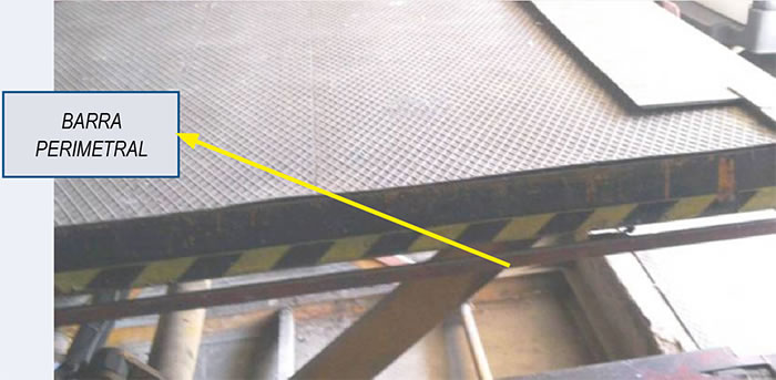 Plataforma elevadora con barra perimetral