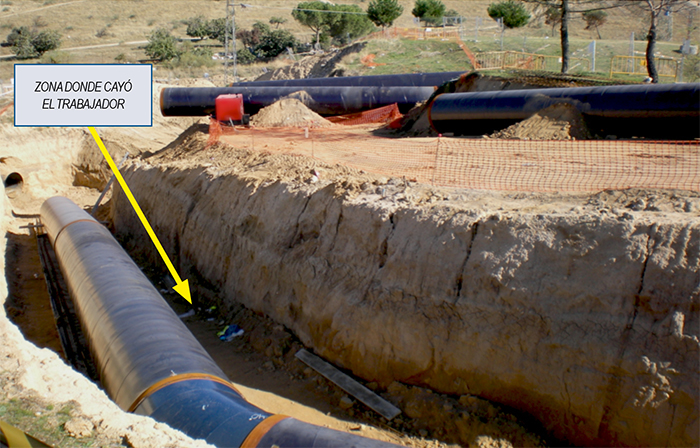 Zona donde cayó el trabajador