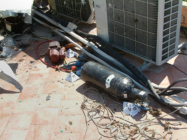 Vista de botella y mangueras