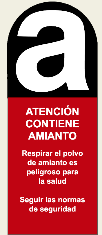 Etiqueta reglamentaria para materiales con amianto