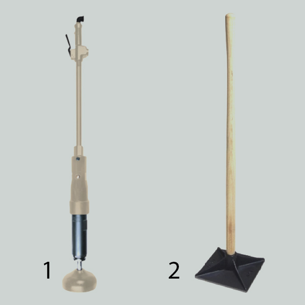 Pisón neumático o martillo compactador y Pisón manual