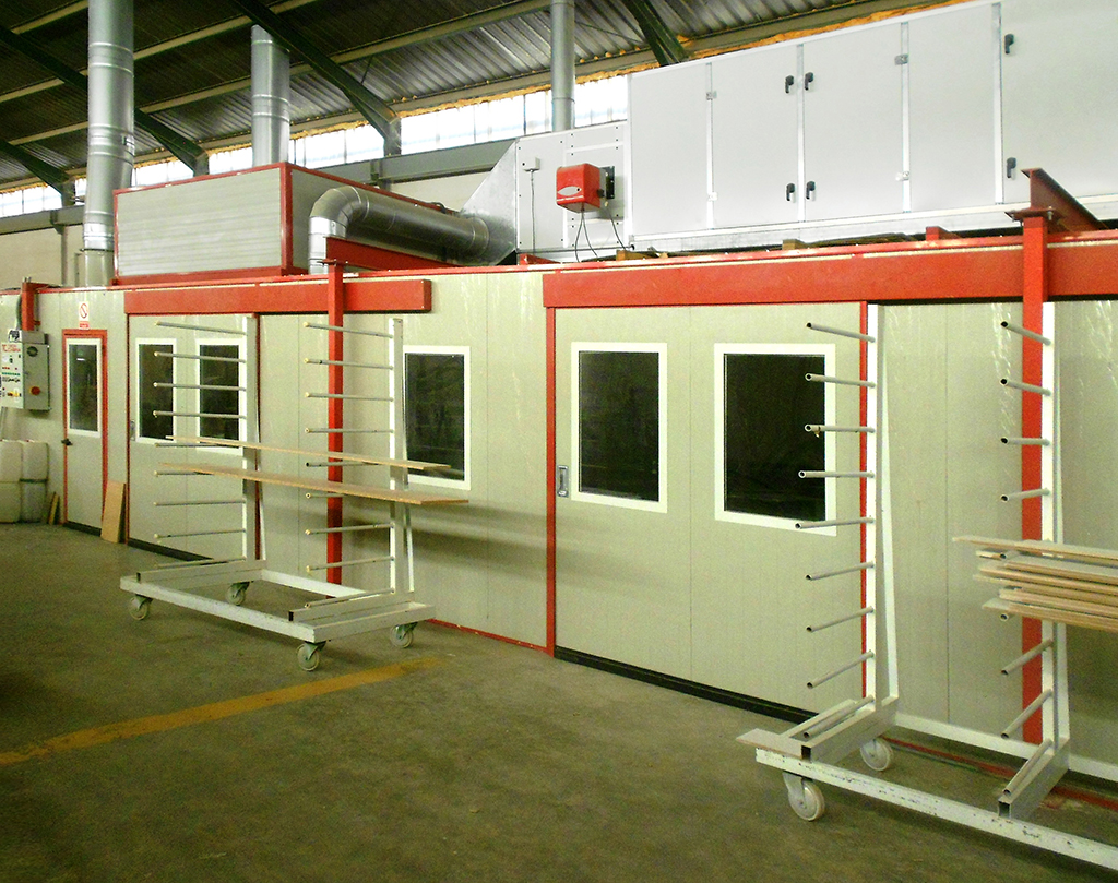 Vista general de un cabina de pintura